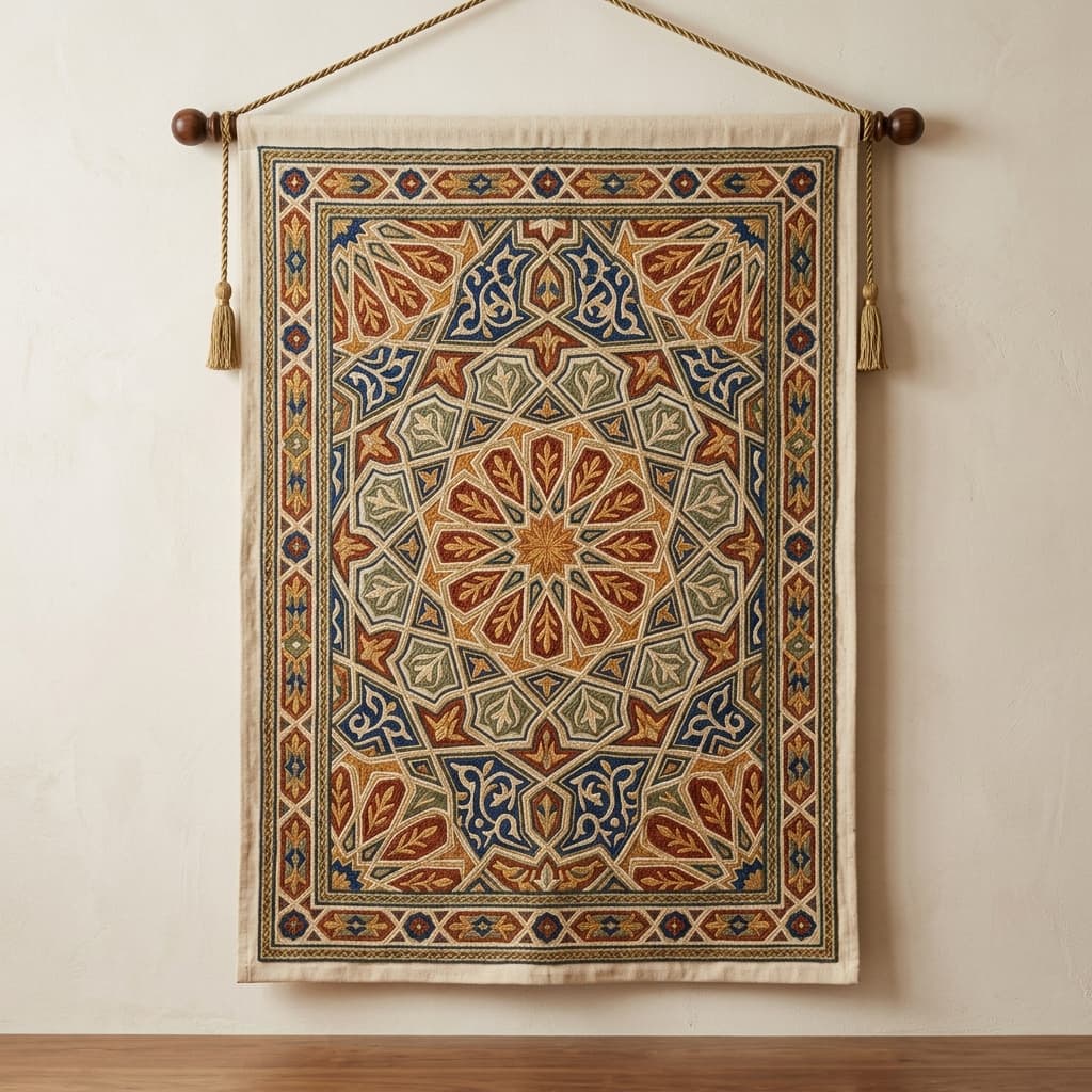 Kashmiri Aari Embroidered Mihrab Wall Hanging