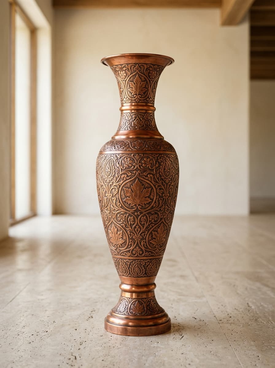 Monumental Kashmiri Copper Decorative Vase