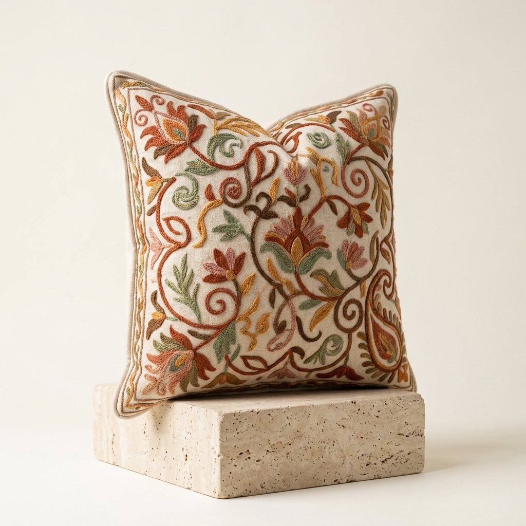 Crewel Embroidered Cushion