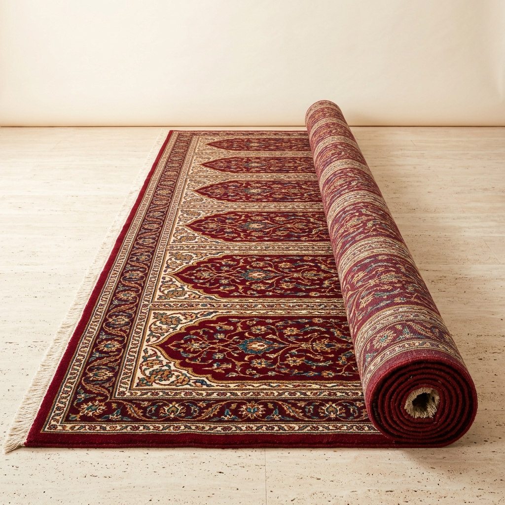 Hand-Knotted Mosque Prayer Carpet