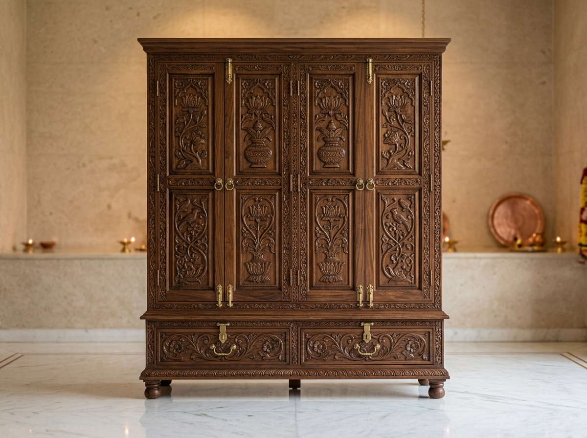 Kashmir Walnut Temple Ritual Storage Cabinetry