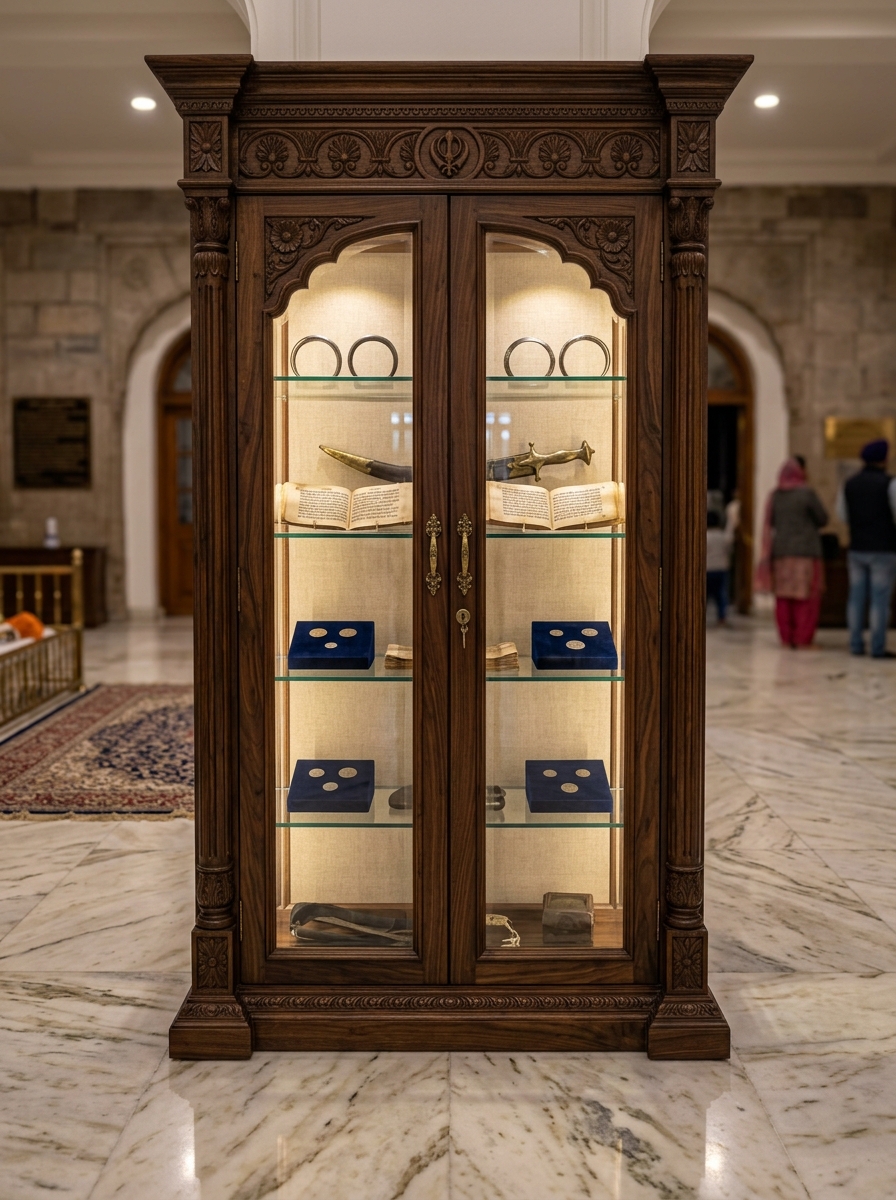 Kashmir Walnut Gurdwara Heritage Display Cabinets