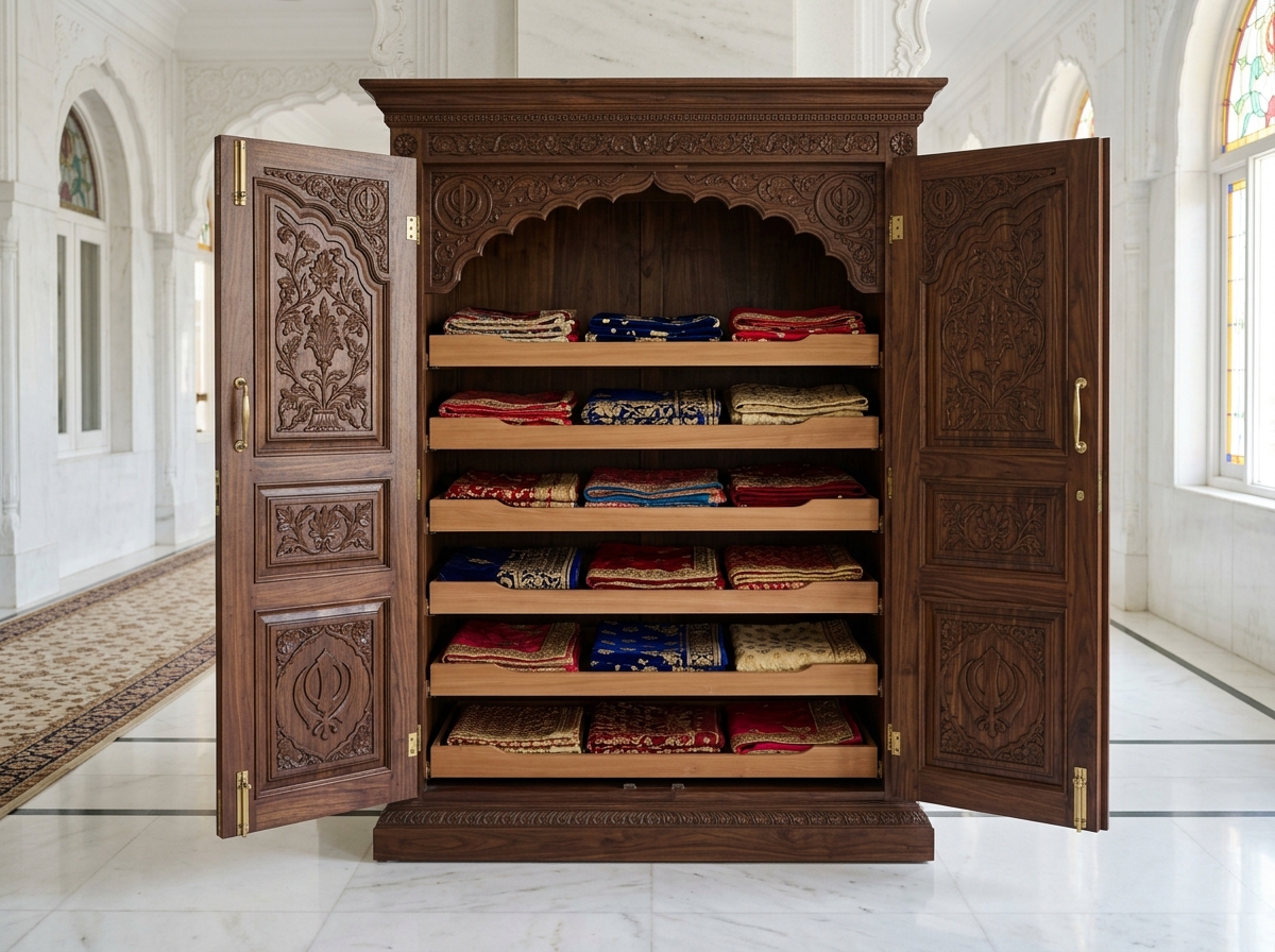 Kashmir Walnut Rumala Sahib Storage Cabinetry